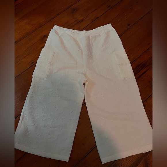 Kozan NWT white crop pants wide leg culote side pockets see flaw women’s large - Picture 1 of 4